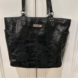 Coach Embossed Black Leather Tote
